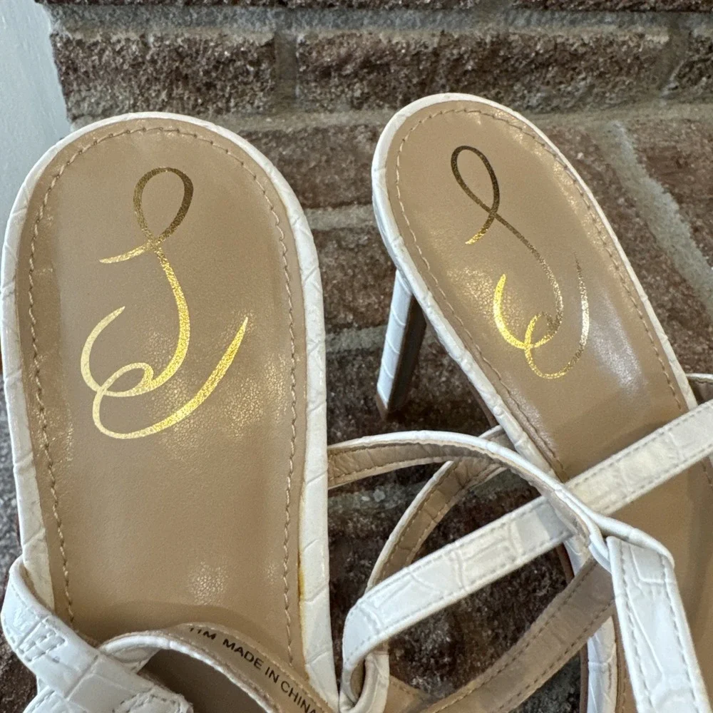 Sam Edelman Doran Strappy Sandal‎ Ivory Cream White Croc Women Size 11 #149